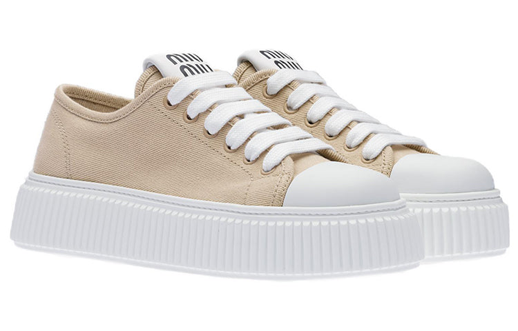 MIU MIU Low Top Stylish Skateboarding Shoes Women's Beige