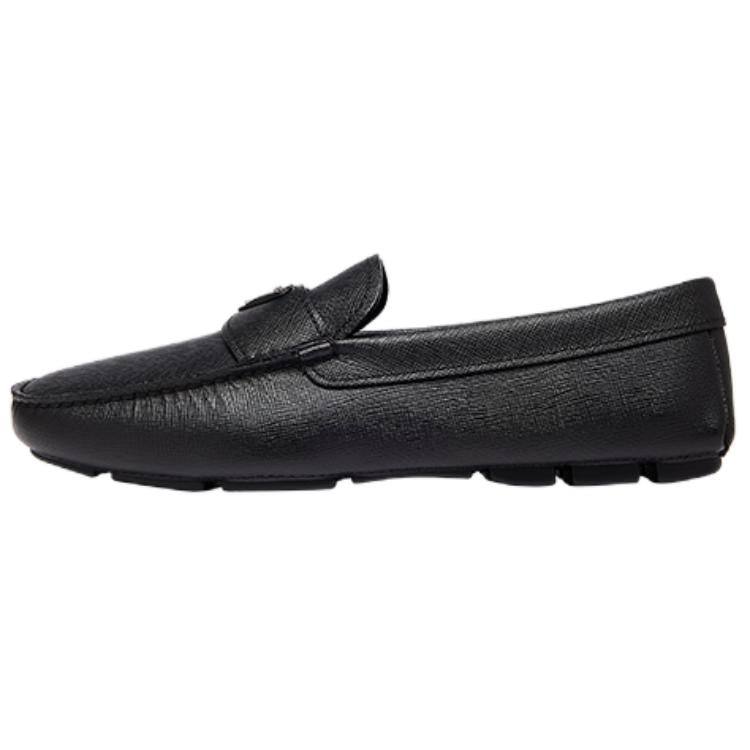 PRADA Triangle-logo Leather Loafers