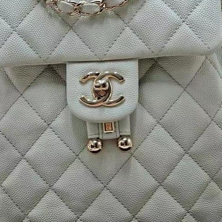 CHANEL Shiny Calfskin Backpack Women's Gray