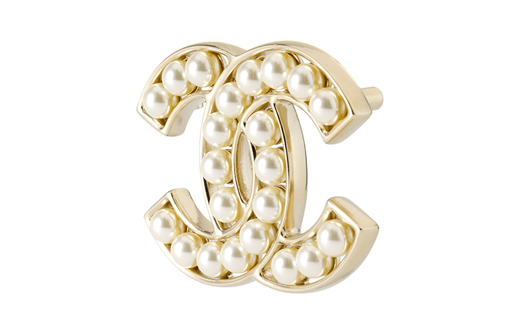 CHANEL Glass Pearl Cc Brooch