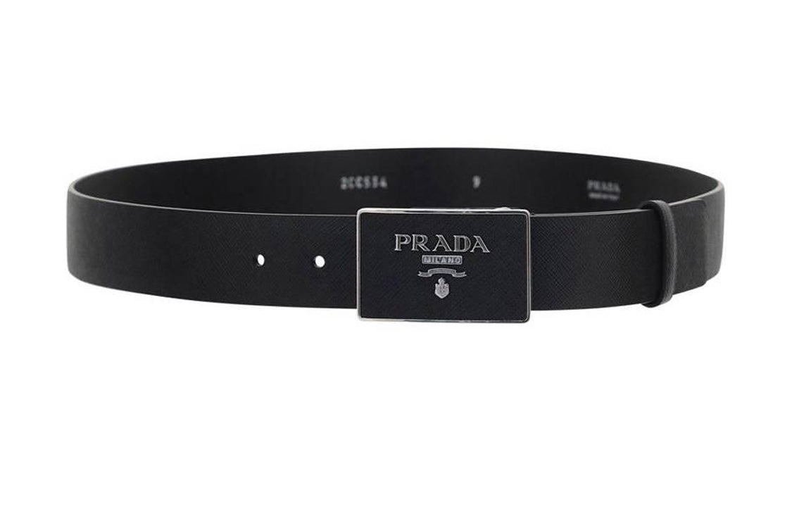 PRADA Logo Plaque Buckle Belt