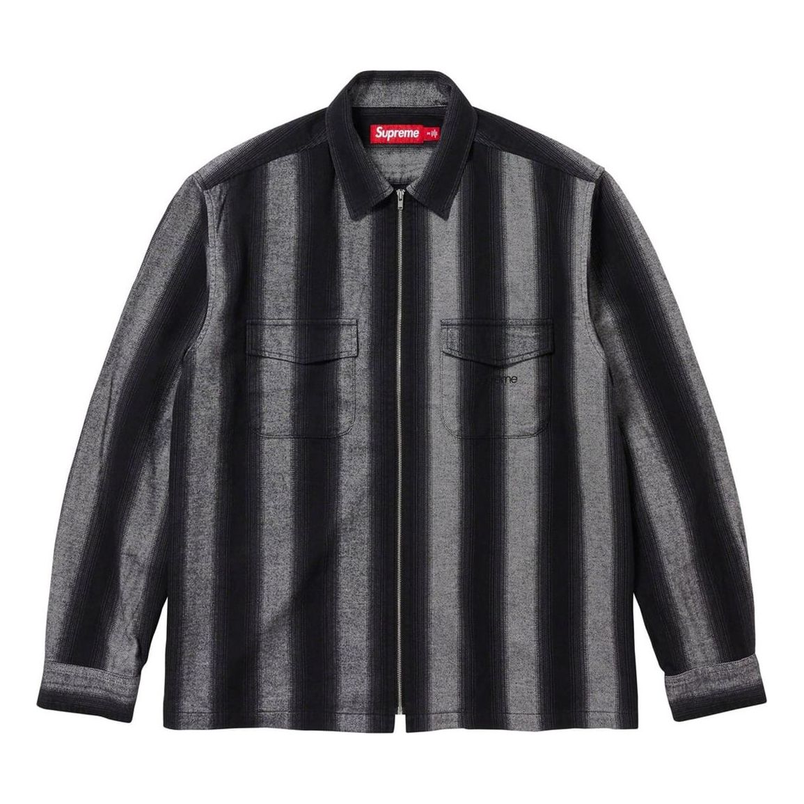 Supreme Stripe Flannel Zip Up Shirt 'Black Grey' SUP-FW23-212