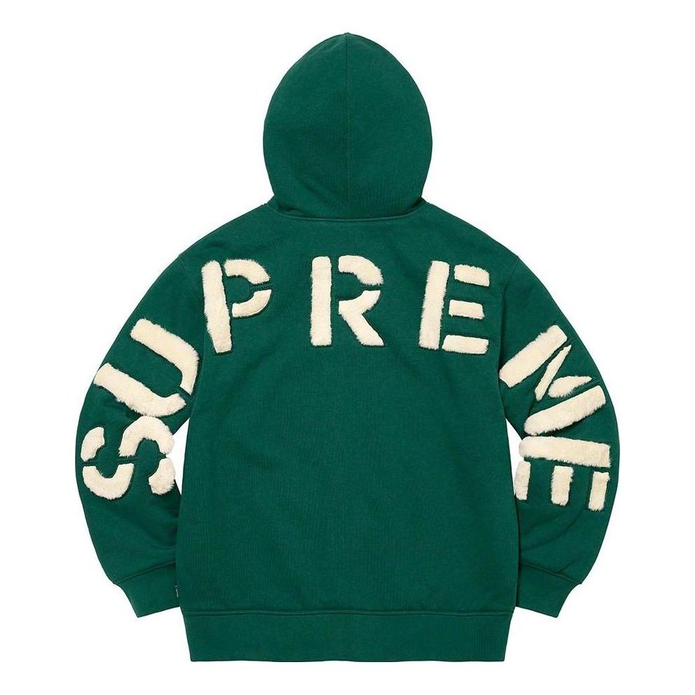 Supreme Faux Fur Lined Zip Up Hooded Sweatshirt 'Green White' SUP-FW22-813
