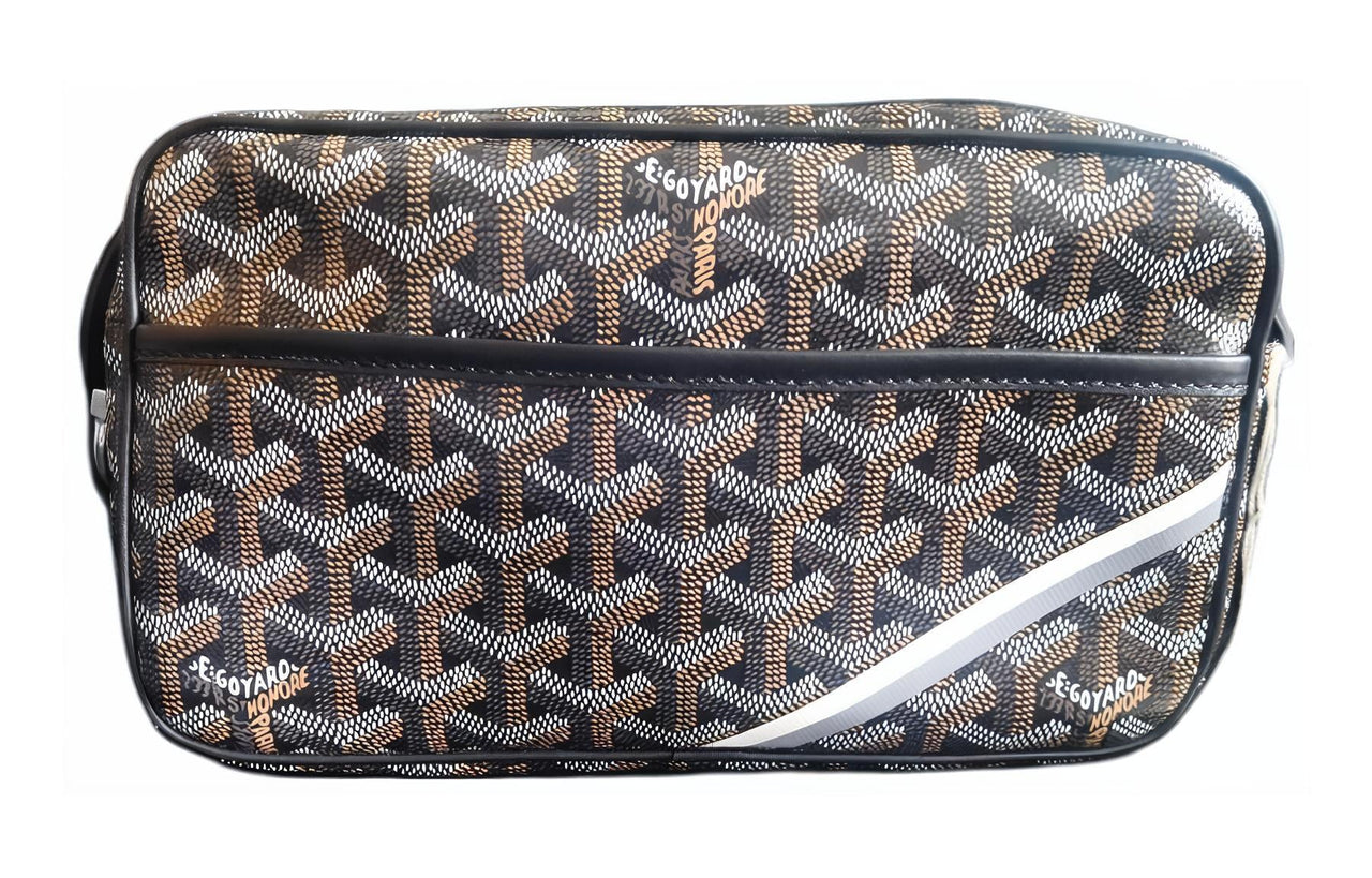 GOYARD Cap Vert Canvas With Leather Shoulder Bag, Crossbody Bag Unisex Black