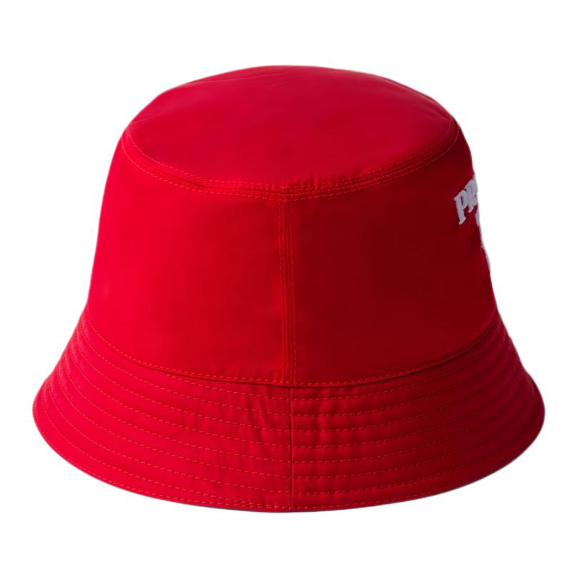 PRADA Recycled Nylon Bucket Hats Women's Red/White