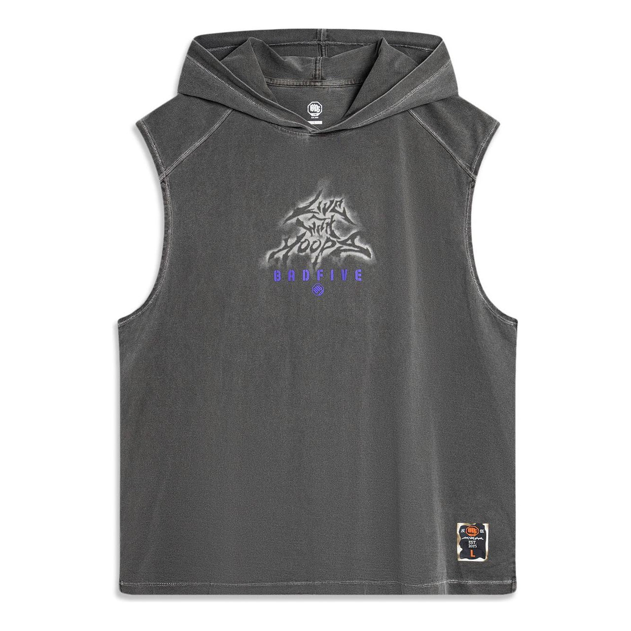 Li-Ning BadFive Graphic Sleeveless Hoodie 'Washed Grey' AVSU459-3