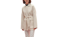 HERMES SS23 Velvet-feel Coat Women's Ecru