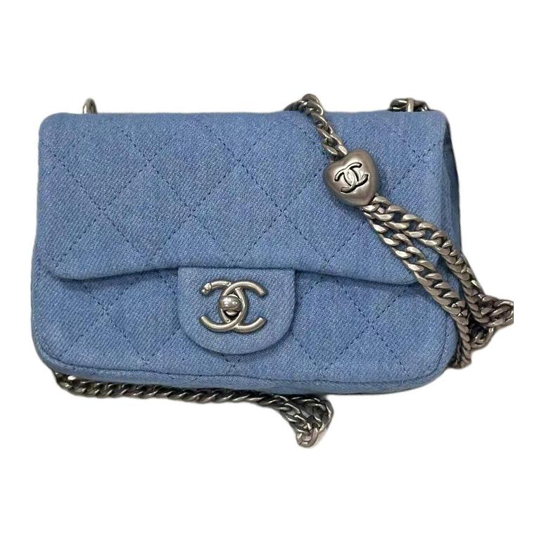 CHANEL Denim Shoulder Bag Crossbody Bag Women's Denim