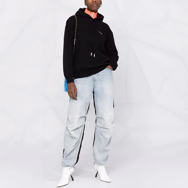 (WMNS) Off-White Diag Regular Hoodie 'Black White' OWBB032C99JER0011001