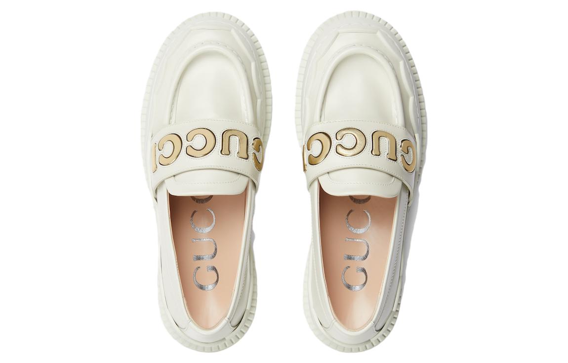 (WMNS) Gucci Loafer 'White and metallic leather' 752854-AACEW-9071