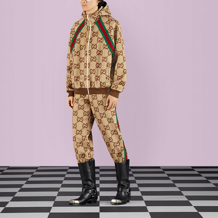 Gucci Jumbo GG Zip Jacket With Web 'Beige Ebony' 713974-XJETI-2270