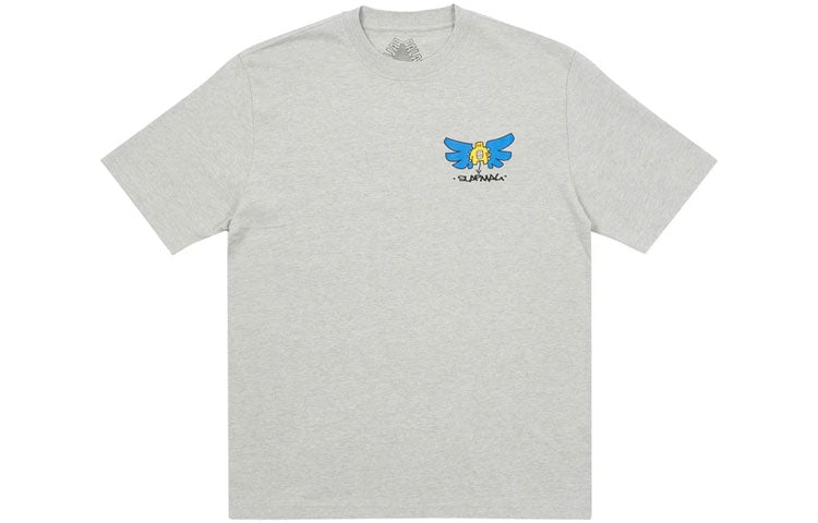 PALACE x Slap Magazine Crossover Angel Cartoon Funny Pattern Printing Short Sleeve Unisex Gray P20TS252