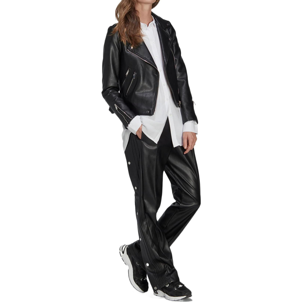 (WMNS) adidas Centre Stage Faux Leather Adibreak Pants 'Black' II6099