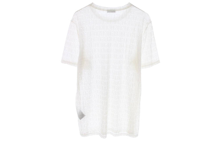 DIOR Art Signature Letter Hollow Perspective Short Sleeve For Men White 033J600A0643-080