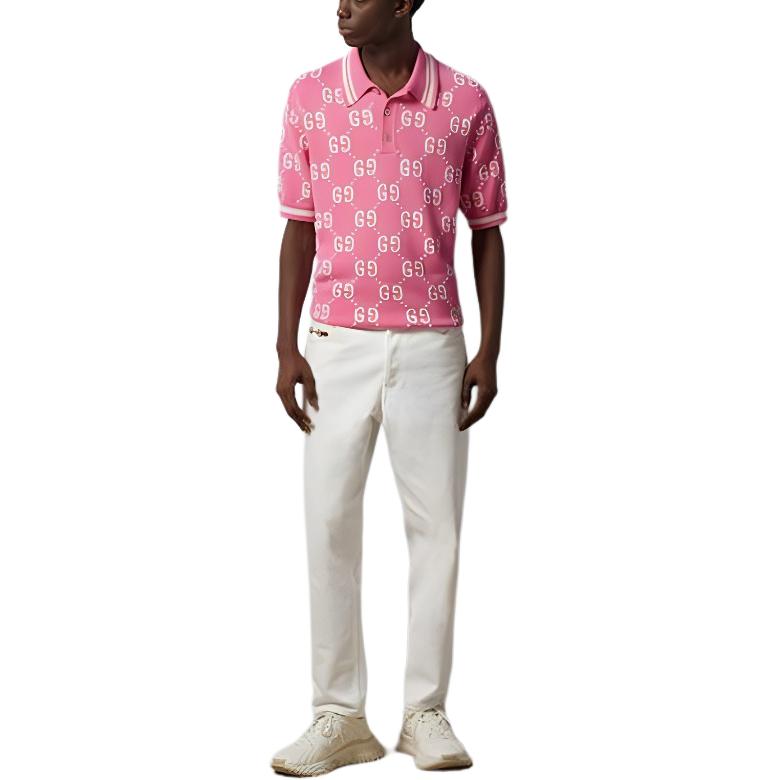 Gucci GG Cotton Intarsia Polo Shirt 'Pink' 774077-XKCDF-5337