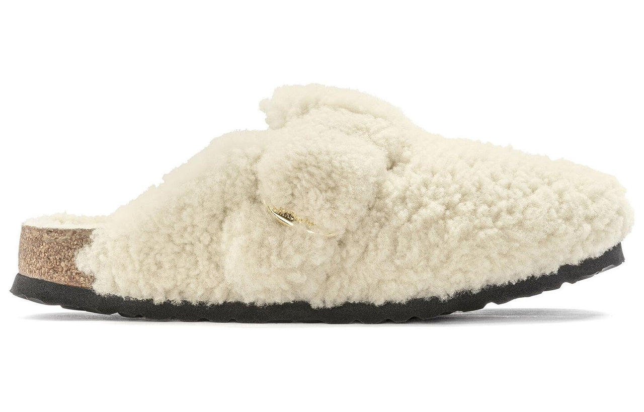 (WMNS) Birkenstock Boston Big Buckle Shearling Narrow Fit 'Eggshell' 1025664
