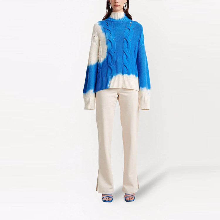 (WMNS) Off-White Wool Sweater 'Blue White' OWHF021F21KNI0024501