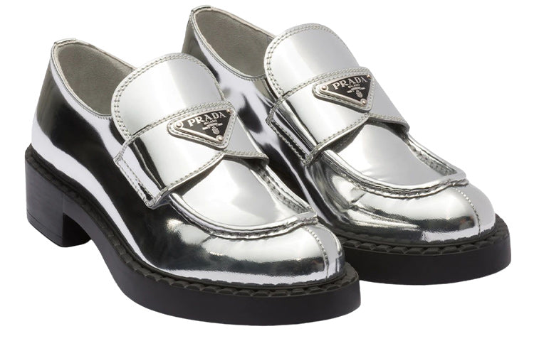 (WMNS) PRADA Metallic Leather Loafers 'Silver' 1D246M_3AU1_F0118_F_B050