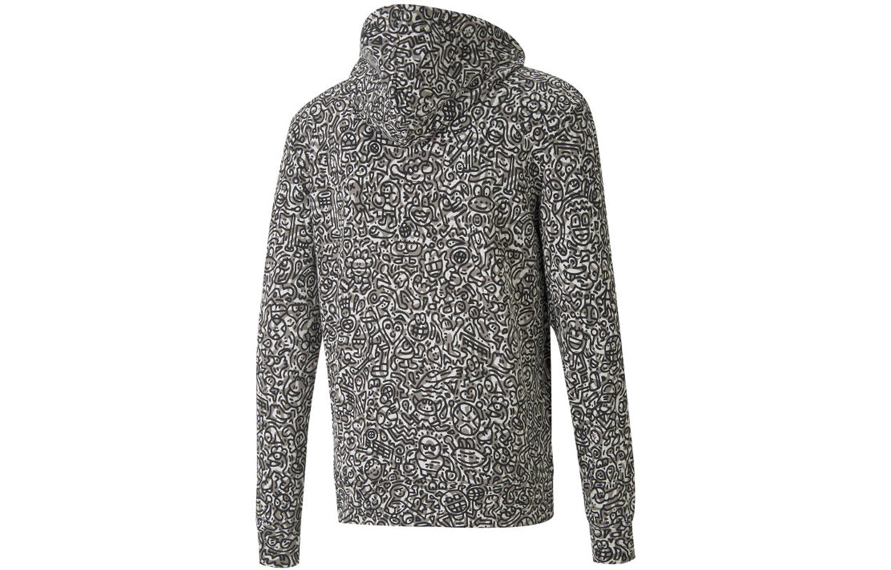 PUMA x Mr Doodle Crossover Drawstring hooded Knit Casual Sports Black 598680-01