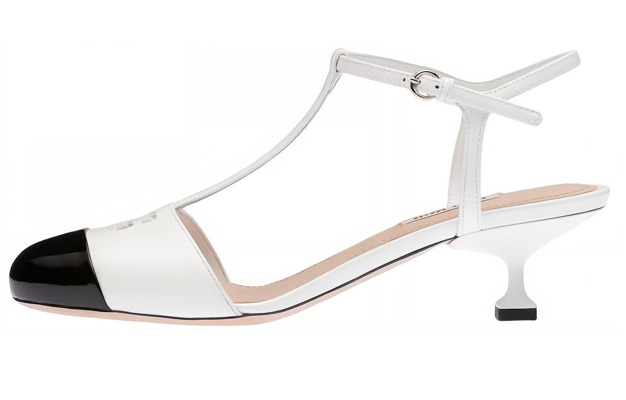 MIU MIU Killer Cone Heel High Heels Women's White Black