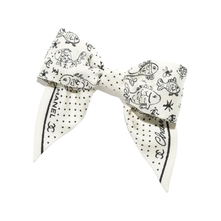 CHANEL Silk Twill Hair Clips Women's Ivory