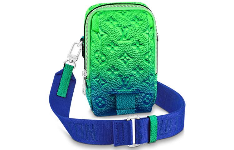 LOUIS VUITTON Double Phone Pouch Taurillon Illusion Blue/Green