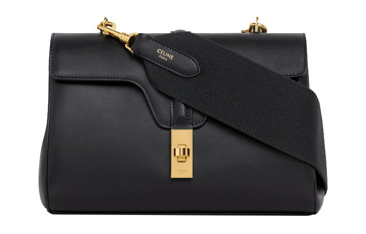 CELINE 16 Cow Leather Crossbody Bag, Shoulder Bag Women's Black