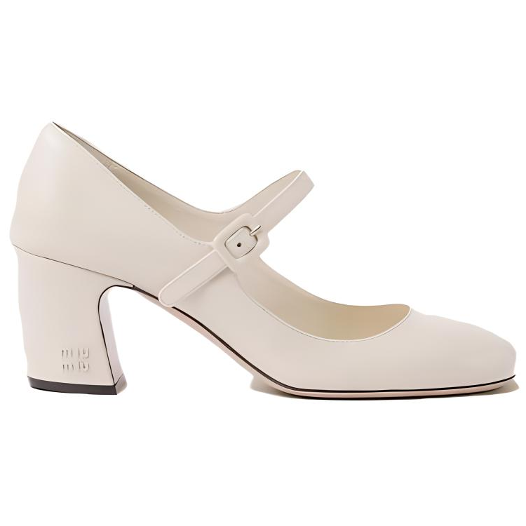 MIU MIU Chunky Heel High Heels 6.5cm Women's Ivory