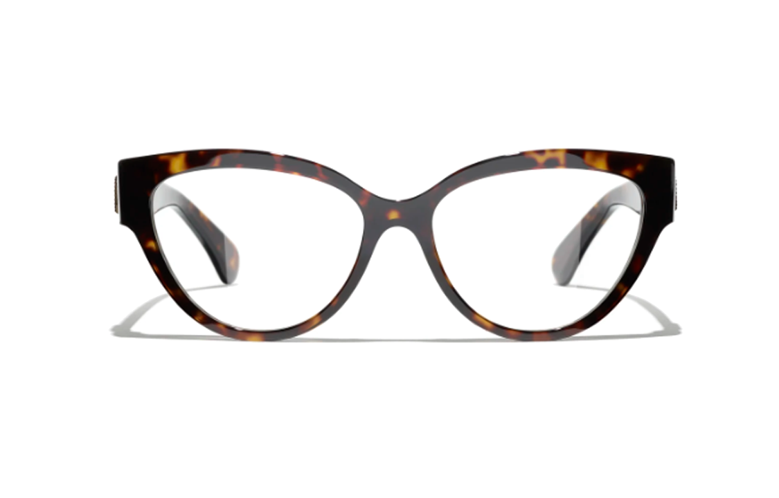 CHANEL Cat Eye Eyeglass Frames Unisex Brown