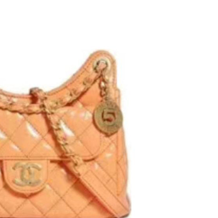 CHANEL Cow Leather Hobo Bag Shoulder Bag Crossbody Bag Small Size Women's Orange