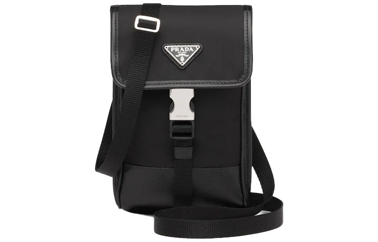 PRADA Saffiano Leather Recycled Nylon Camera Bag Shoulder Bag Crossbody Bag Cell Phone Pouch Unisex Black