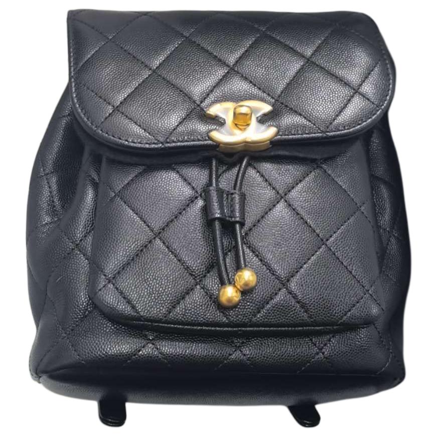 CHANEL Cow Leather Backpack Women's Black