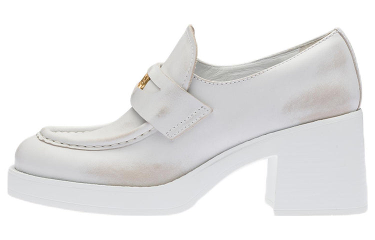 MIU MIU Penny Block Heel High Heels 7.5cm Women's White