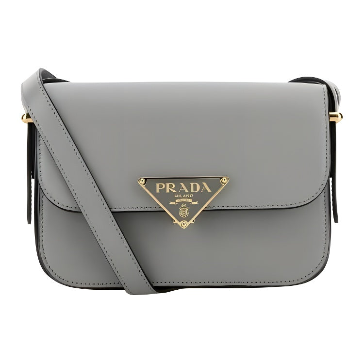PRADA Leather Crossbody Bag, Shoulder Bag Women's Gray