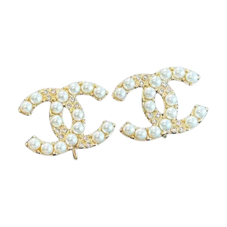 CHANEL Metal, Glass, Pearl, Crystal Clip On Earrings Unisex