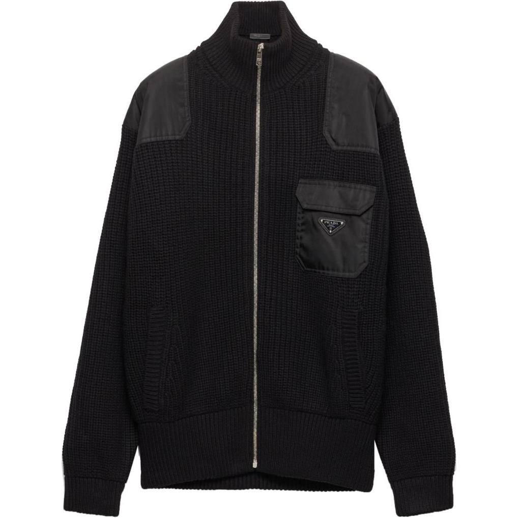 PRADA Zip up Ribbed Knit Cardigan