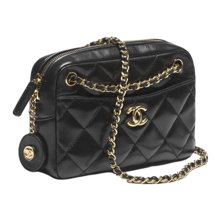 CHANEL Leather Shoulder Bag Crossbody Bag Women's Black
