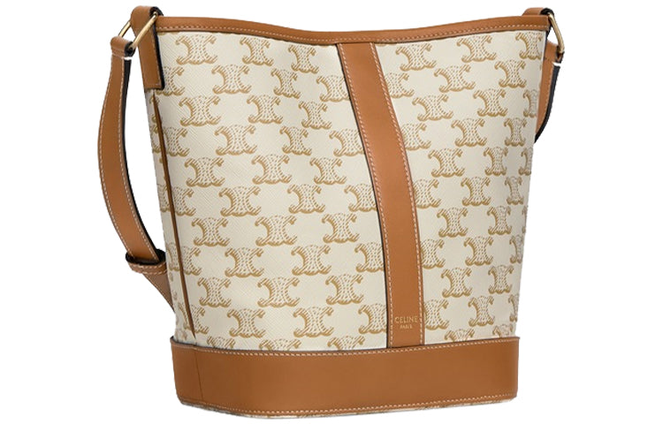 CELINE Triomphe Cow Leather Bucket Bag, Shoulder Bag, Crossbody Bag Trumpets Women's