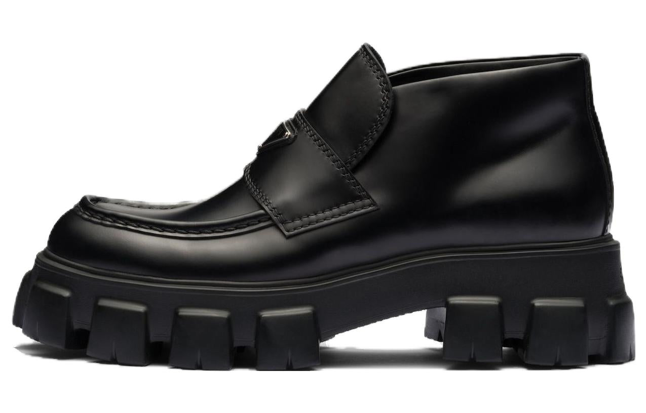 PRADA Monolith Leather Flatform Loafers