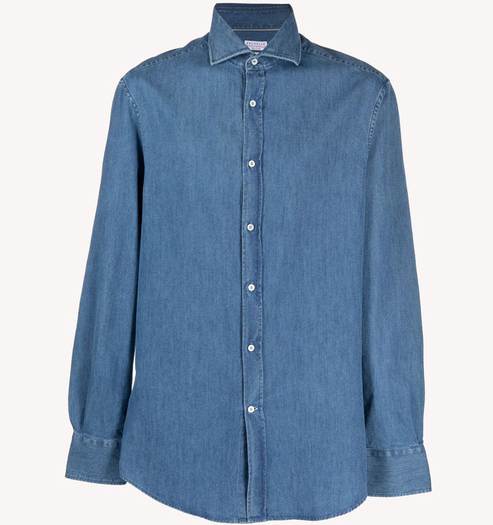 Brunello Cucinelli Denim Long-Sleeved Shirt