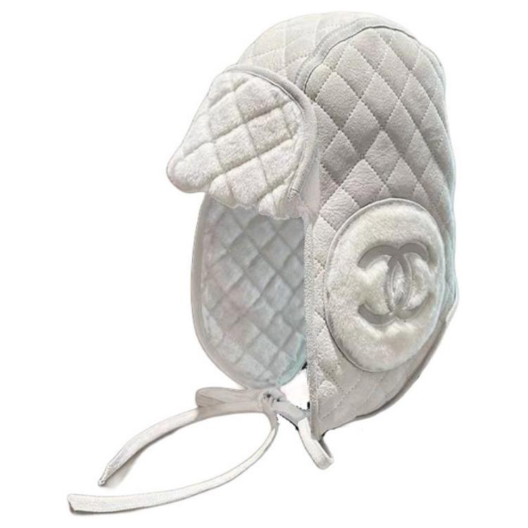 CHANEL Wool Trapper Hats Unisex White