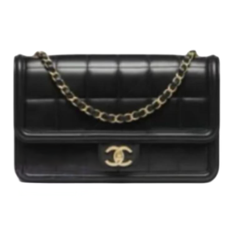 CHANEL Calfskin Shoulder Bag Crossbody Bag Women's Black
