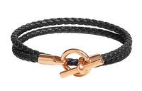 HERMES Rose Gold-Plated Bangles Women's Black