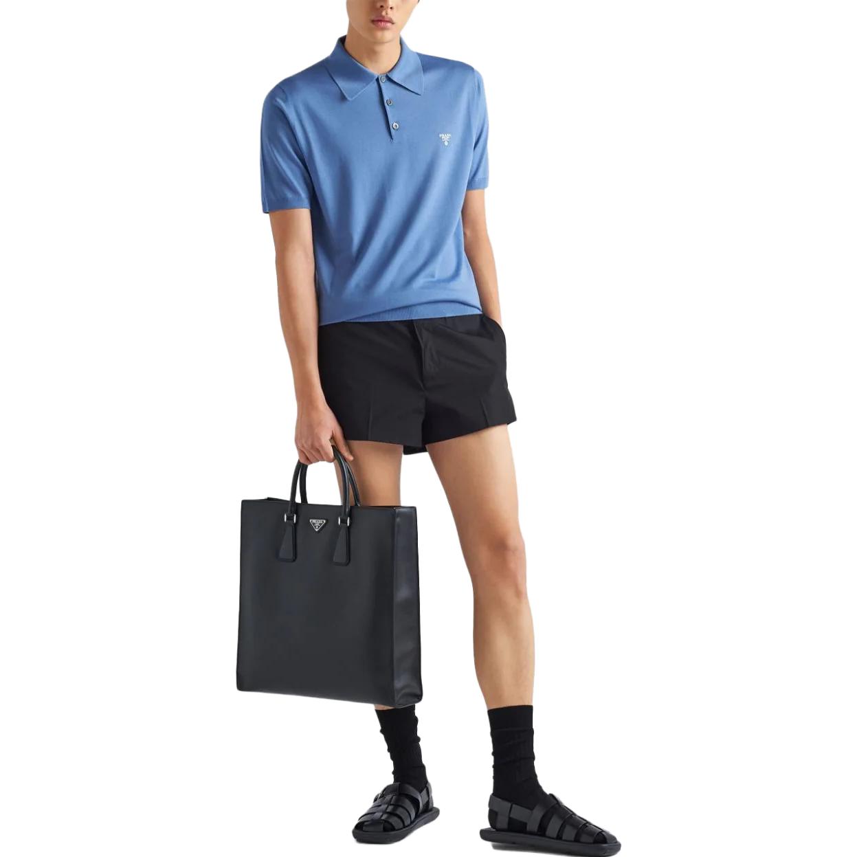 PRADA Logo-embroidered Wool Polo Shirt