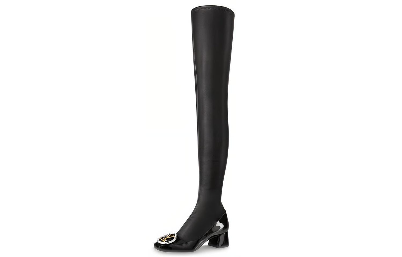 LOUIS VUITTON Madeleine High Top Logo Boots 'Black' Women's