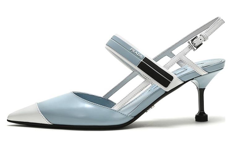 PRADA Slim Heel High Heels 6.5cm Women's Blue White