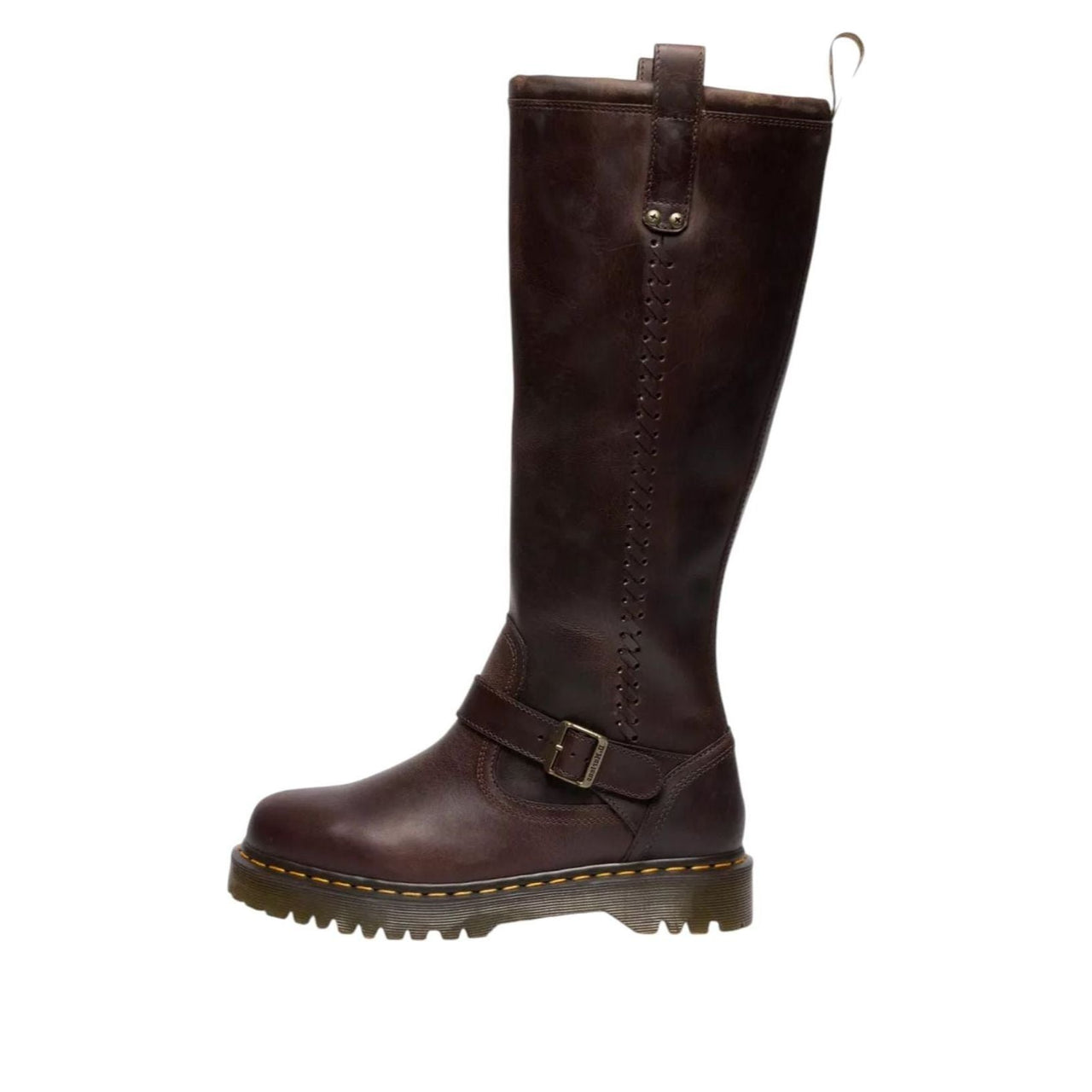 Dr. Martens Anistone Knee High Biker Boots 'Dark Brown' 41871200
