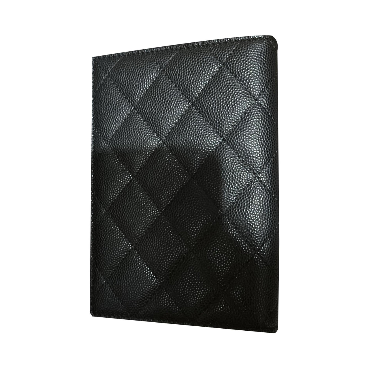 CHANEL Cow Leather Passport Clip Money Clip Card Holder Regular Women's Black