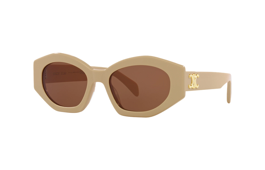 CELINE Acetate Irregular Shape Sunglasses Women's Brown