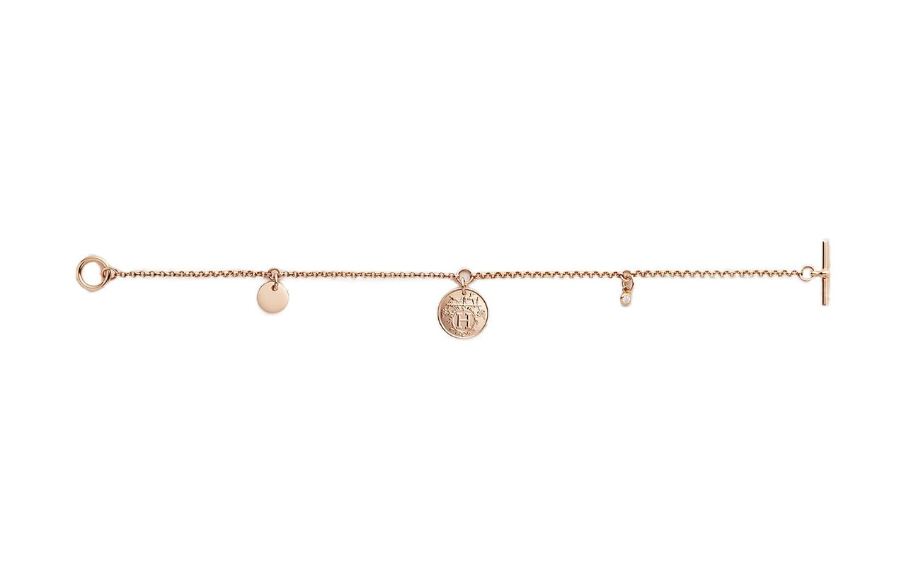 HERMES 18K Gold Necklaces Women's Rose Gold
